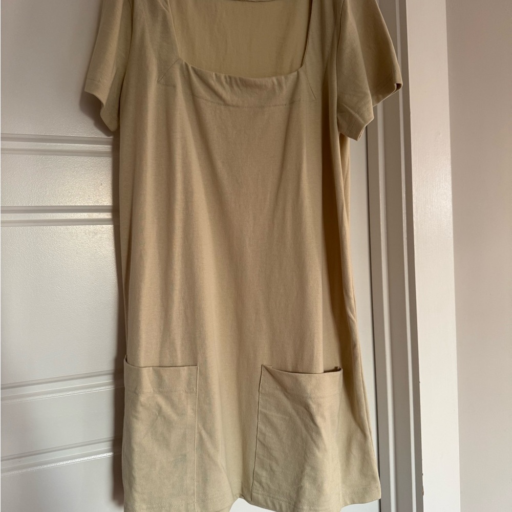 NWOT Free People Beige Short Sleeve Women's a-line dress